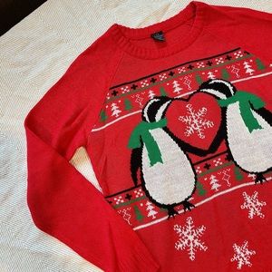 Red Penguins Ugly Christmas Sweater Women’s Sz Small NWT
